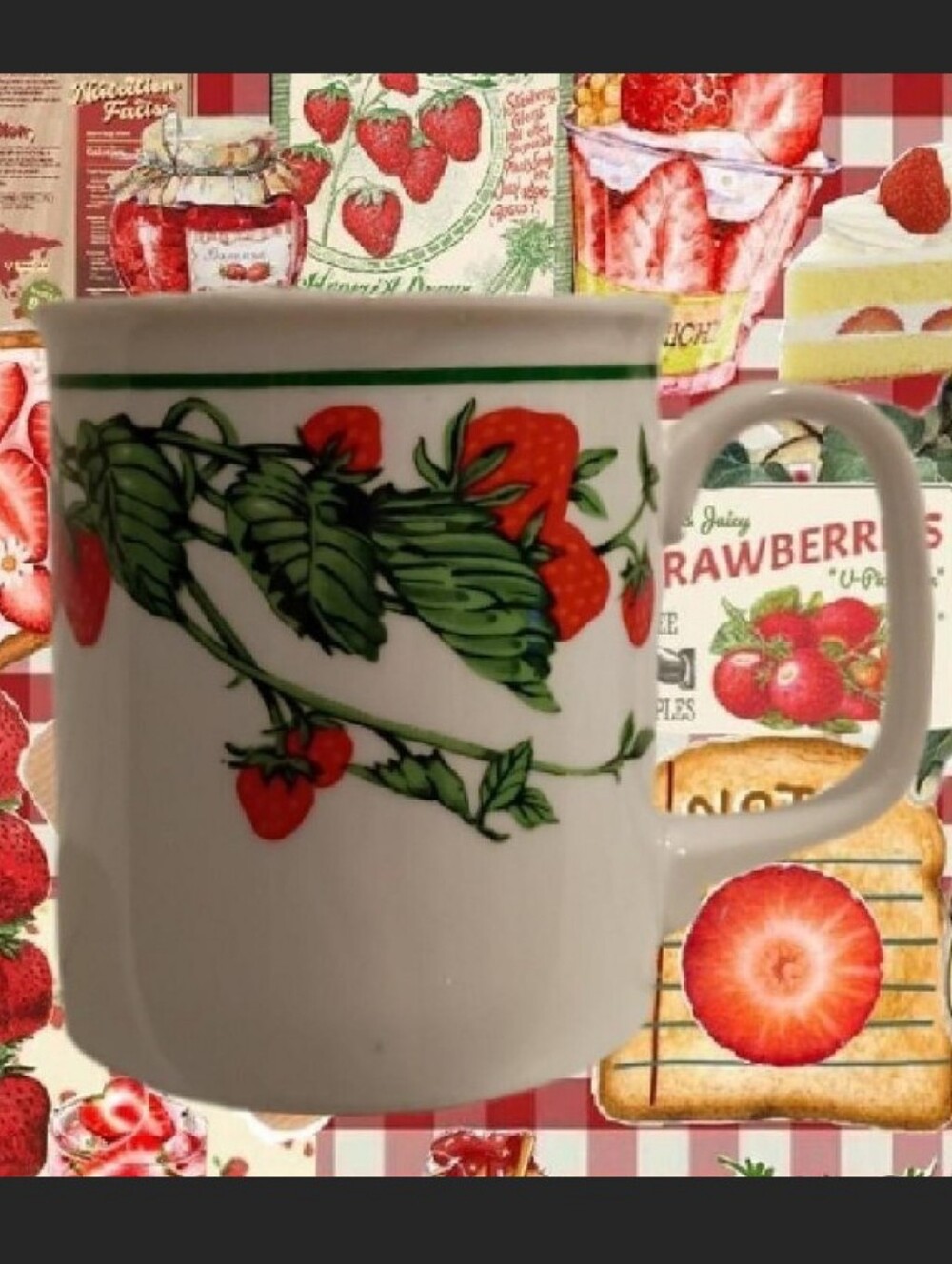 Vintage Curzon Strawberry Pattern Coffee Mug